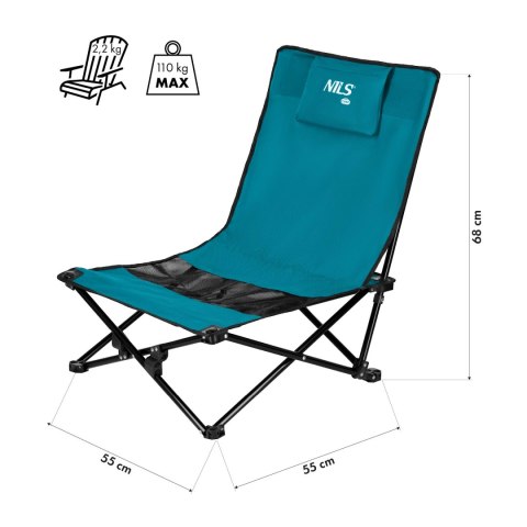 NILS CAMP NC3306 KRZESŁO PLAŻOWE NIEBIESKO CZARNE NILS CAMP