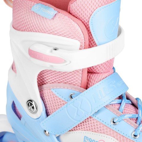 NILS EXTREME NA0189 ZESTAW LED ŁYŻWOROLKI OCHRANIACZE MOONBEAM BIAŁE ROZM. L(39-42) NILS EXTREME