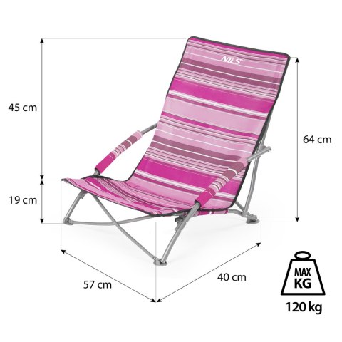 NILS CAMP NC3035 KRZESŁO PLAŻOWE RÓŻOWE NILS