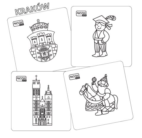 Karty do zabaw KRAKÓW zestaw 15 szt. do kolorowania