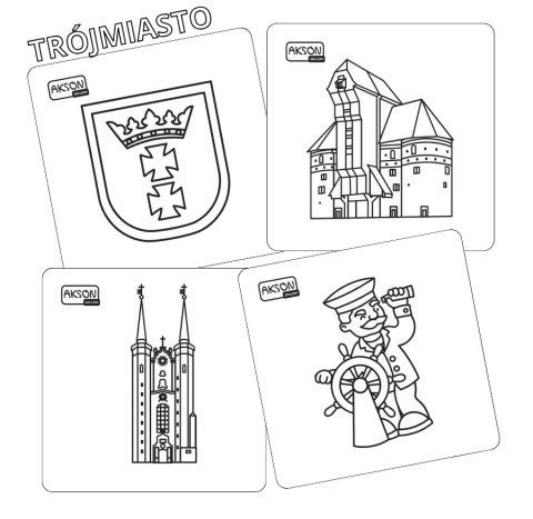 Karty do zabaw TRÓJMIASTO zestaw 15 szt. do kolorowania