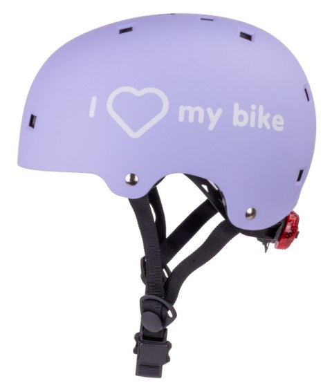 Kask rowerowy dla dzieci perfect fit FLOWER BIKE - Love 2 RIDE, rozm. S, 50-54 cm z lampką LED i klipsem magnetycznym Lawendowy
