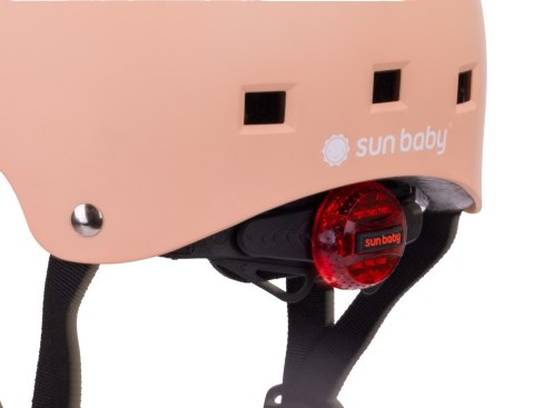 Kask rowerowy dla dzieci perfect fit FLOWER BIKE - Love 2 RIDE, rozm. S, 50-54 cm z lampką LED i klipsem magnetycznym Morelowy