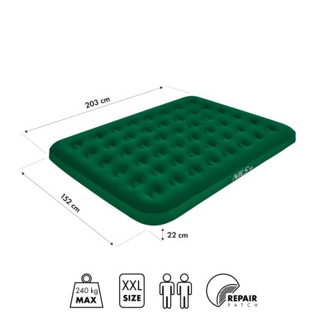 NILS CAMP NC2803 MATERAC TURYSTYCZNY DMUCHANY 203X152X22 CM ZIELONY NILS CAMP