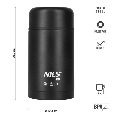 NILS CAMP NC3802 TERMOS OBIADOWY 1000ML CZARNY NILS CAMP