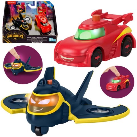 Zestaw autek DC BATWHEELS Pojazdy ze światłami Batwing Redbird ZA6046