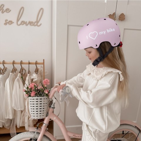 Kask rowerowy dla dzieci perfect fit HEART BIKE - Love 2 RIDE, rozm. S, 50-54 cm z lampką LED i klipsem magnetycznym Różowy