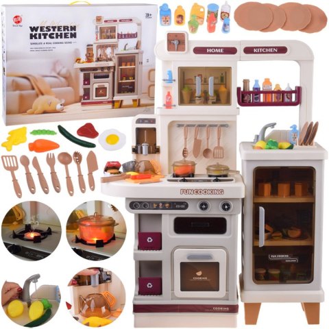 Interaktywna beżowa kuchnia dla dzieci + efekty: światło dźwięk para ZA5766