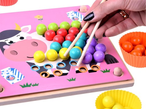 Układanka edukacyjna Montessori Mozaika Koraliki Kulki drewniane ZA4438