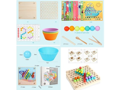Układanka edukacyjna Montessori Mozaika Koraliki Kulki drewniane ZA4438