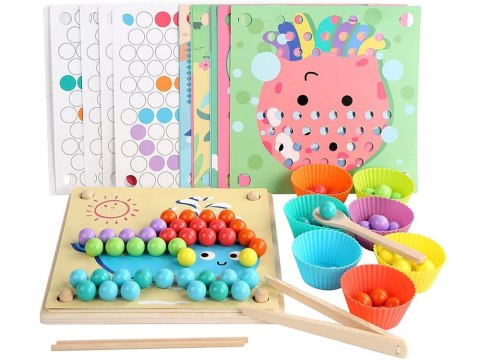 Układanka edukacyjna Montessori Mozaika Koraliki Kulki drewniane ZA4438
