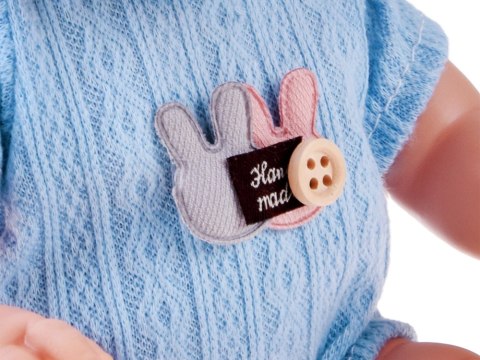 Urocza lalka BOBAS 26 cm - lekka i ruchoma w śpioszkach z czapeczką ZA5831