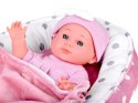 Lalka Bobas z Łóżeczkiem w Różowym Ubranku Niemowlak ZA5855