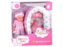 Lalka Bobas z Łóżeczkiem w Różowym Ubranku Niemowlak ZA5855