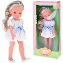 Lovely Girl Urocza Lalka w białej sukience z niebieską kokardką 33cm ZA5850