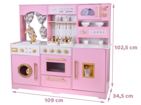 Duża kuchnia drewniana interaktywna glamour złote dodatki ekspres ZA5933