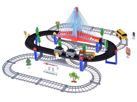 Kolejka Elektryczna 2w1 Lokomotywa z Wagonami + Tor i Autobus ZA5886