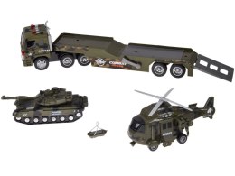 Zestaw Wojskowy Transport Ciężarówka Czołg Helikopter Światła Dźwięk ZA5684