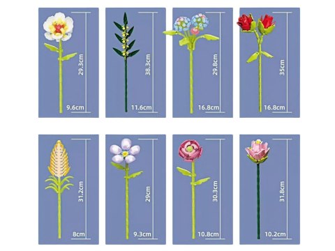 Zestaw klocków- Bukiet 8 kwiatów polnych w wazonie, 691 el.ZA5892