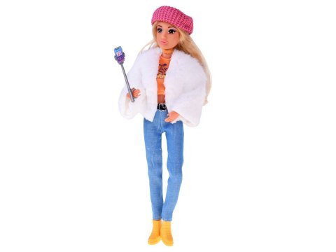 Modna lalka influencerka Anlily zimowy outfit futerko akcesoria ZA5701