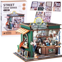 Drewniane PUZZLE 3D Seria budynek Kawiarnia 120 ele oświetlenie ZA6012