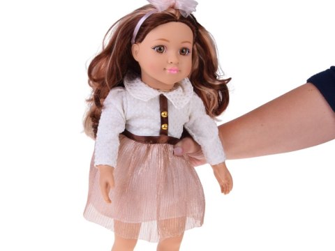 Stylowa Lalka 48 cm z długimi brązowymi włosami - urocza stylizacja ZA5842