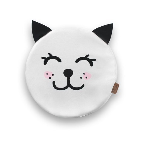 Poduszki białe ekoskóra KOTEK z uszkami 1 szt. 6 cm AKSON - Kotek - oczy w dół