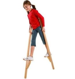 Szczudła drewniane cyrkowe duże CZERWONE 170 cm dla dzieci i dorosłych