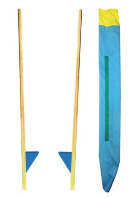 Szczudła drewniane cyrkowe małe NIEBIESKIE 140 cm dla dzieci