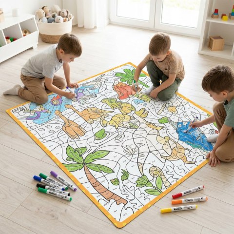 Mata suchościeralna matematyczna Dinozaury 100x100 cm