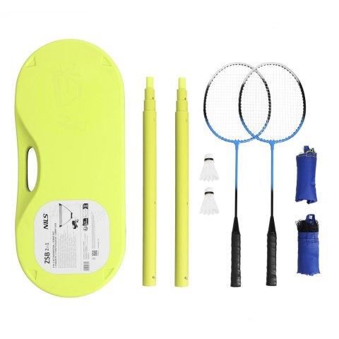 NILS ZSB2 ZESTAW 2w1 SIATKA DO BADM. + TENIS ZIEMNY + 2 RAKIETY + 2 LOTKI + WALIZKA NILS